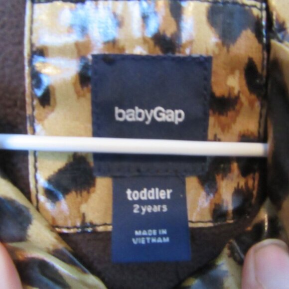 Gap Rain Jacket Cheetah Print Toddler Girls 2 Button Up Hooded Lined Winter - Picture 5 of 7